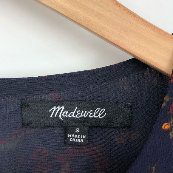 Madewell Tiered Ruffle-Sleeve Top in Climbing Vine Navy Floral size Small - Picture 10 of 14